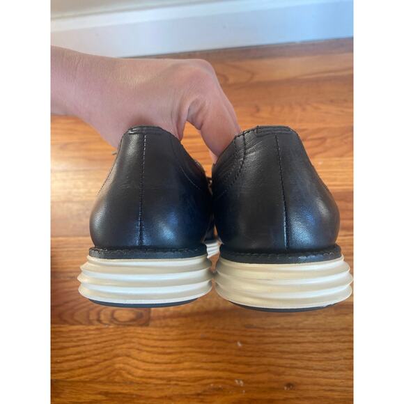Cole Haan Grand.OS Men\'s Dress Shoes Sz 7 Navy Leather Wingtip Oxfords C24089